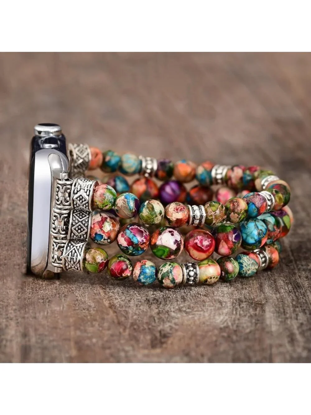 Boho Handmade Stretch Watch Band - Natural Jasper Stone for Apple Watch